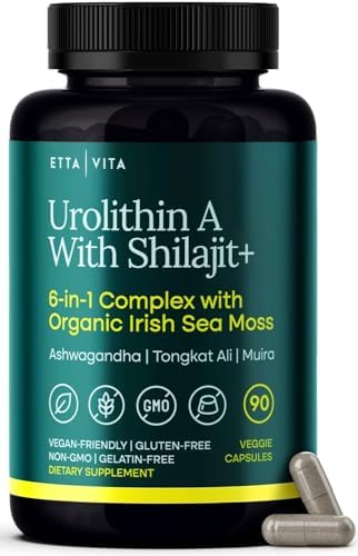 Urolithin-A Complex with Shilajit, Sea Moss, Ashwagandha & Tongkat Ali 90Ct by EttaVita