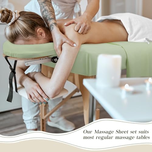 Mixweer 9 Pcs 3 Set Microfiber Massage Table Sheets Set Bulk Includes Flat Sheet, Fitted Sheet with Pocket, Face Rest Cover(Green) - Image 4
