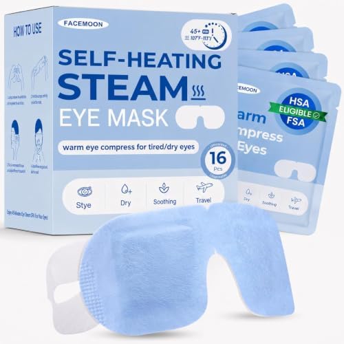 16 Pack Steam Eye Masks for Dry Eyes, Self-Heating Warm Compress Unscented by FACEMOON