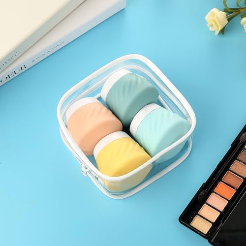 Gemice Travel Containers for Toiletries, Silicone Cream Jars TSA Approved Travel Size Containers with Toiletry Bag, Wide Mouth Leak-proof Travel Accessories with Lid for Cosmetic Cream (4 Pack) - Image 6