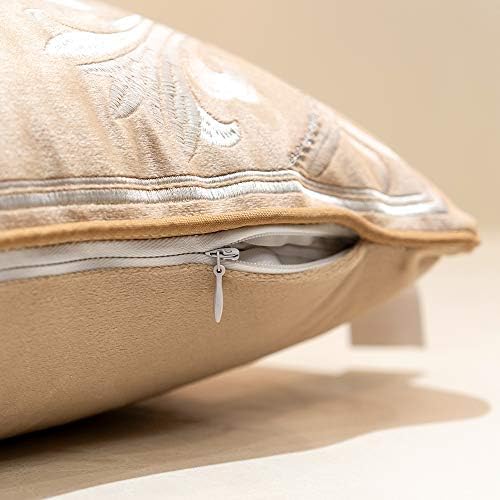 Avigers Lumbar Pillow Cover 12 x 20 Inch, Beige, Velvet, Hidden Zipper - Image 3