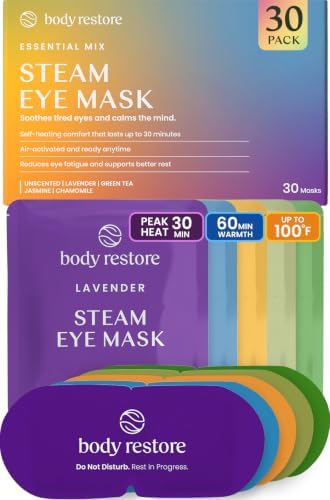 Body Restore Heated Eye Mask Warm Compress for Dry Eyes - Variety 30 Pack by BodyRestore
