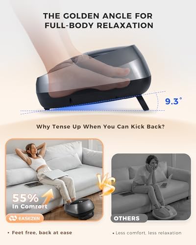 EaseZen Foot Massager with Heat, Upgraded Adjustable Arch Lift & Large LED Touchscreen, Deep Kneading Shiatsu Foot Massager for Neuropathy, Plantar Fasciitis Relief, High Arch & Elderly (Pale Gray) - Image 4