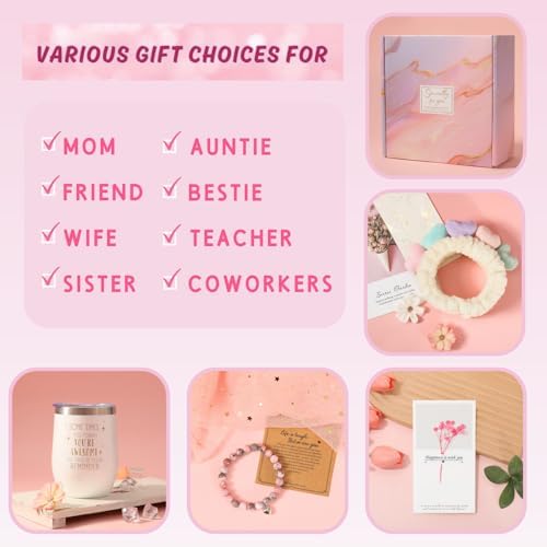 Happy Birthday Gifts for Women, 9pc Get Well Baskets, Pink Self Care Package Relaxing Spa Bath Thinking of You Gift Set for Gf Sister Friend Nurse Daughter Teacher Mother Christmas - Image 3