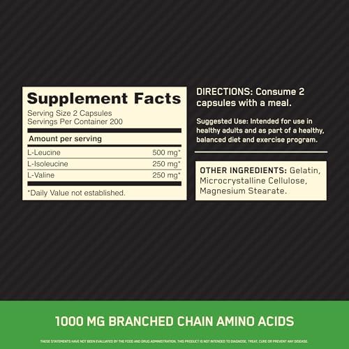 Optimum Nutrition BCAA Capsules, Keto Friendly, 1000mg, 400 Ct - Image 2