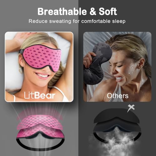 LitBear Breathable Sleep Mask, 3D Eye Mask Sleep for Side Sleeper Women Men - Image 2