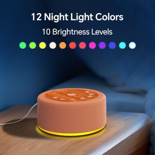 Sleep Sound Machine White Noise Machine with 30 Non Looping Sounds 12 Night light Colors with 5 Timers 36 Adjustable Volume Memory Function Brown Noise Machine for Baby kid Adult & Home Nursery Travel - Image 4