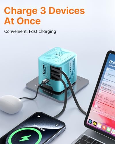 W & O 60W Gan Fast Charger Wall Plug, Built-in Retractable USB-C & L Cables - Image 5