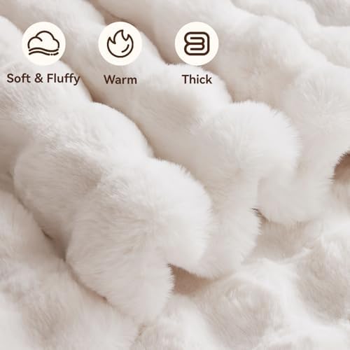 Anysay Faux Fur Throw Blanket, 1000GSM Fluffy Soft Bubble Blanket 60''*80'' - Image 6