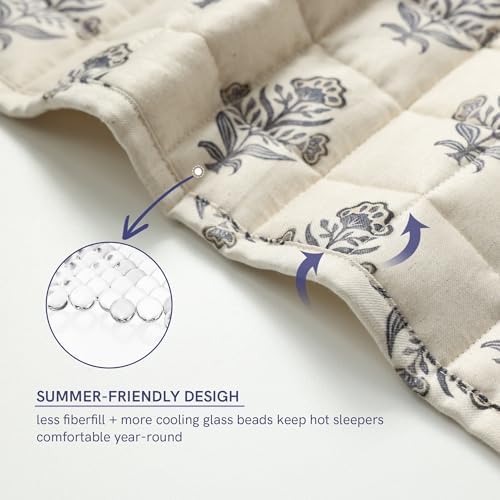 YnM 17lbs Weighted Blanket for Adults, Linen Heavy Bed Throw Blanket with Cooling Glass Beads for All Season Use, Ideal for ~160lbs (60x80 Inches, Queen, Damask) - Image 5