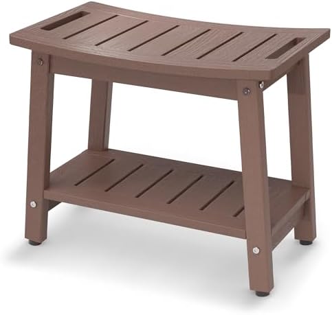 Waterproof HDPE Shower Bench for Inside Shower, Shower Stool, Mocha by BEKVEMLIVING