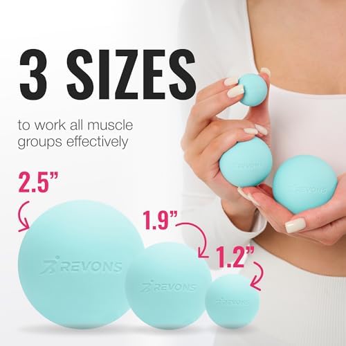 3 in 1 Massage Ball Set - Lacrosse Balls for Myofascial Release, Back Pain Relief, Face Fitness, Trigger Points, Yoga, Physical Therapy, Muscle Recovery and Soft Deep Tissue Massage (Turquoise) - Image 2