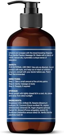 Majestic Pure Vanilla Passion Massage Oil, Warm Scented, 8 Fl Oz - Image 2