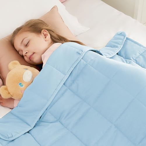 Weighted Blanket - 5 lbs Lightblue Heavy Blanket - Small Size Breathable Lap Blanket(36"x48", 5 lbs) by HOSUKKO
