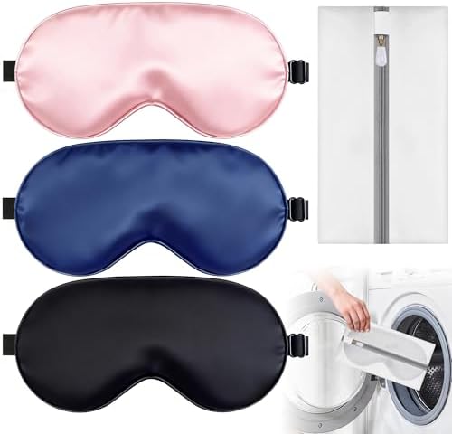 Sleep Mask for Women & Men, Soft Silk Eye Mask with Adjustable Strap 3 Pack by spacepower