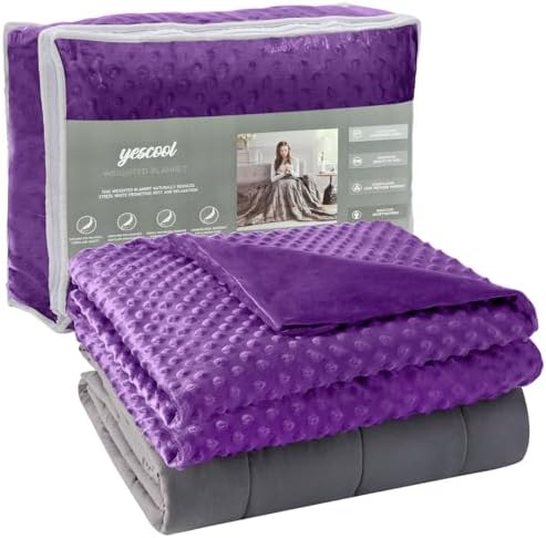 yescool Weighted Blanket for Adults (15 lbs, 60" x 80", Violet) Heavy Blanket for Sleeping Perfect for 140-160 lbs, Queen Size Breathable Blanket with Premium Glass Bead, Machine Washable by yescool