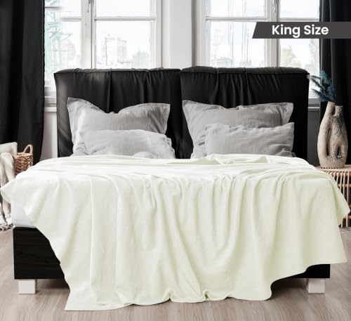 Utopia Bedding 100% Cotton Thermal Blanket Ivory King, 90x108 Inches - Image 3