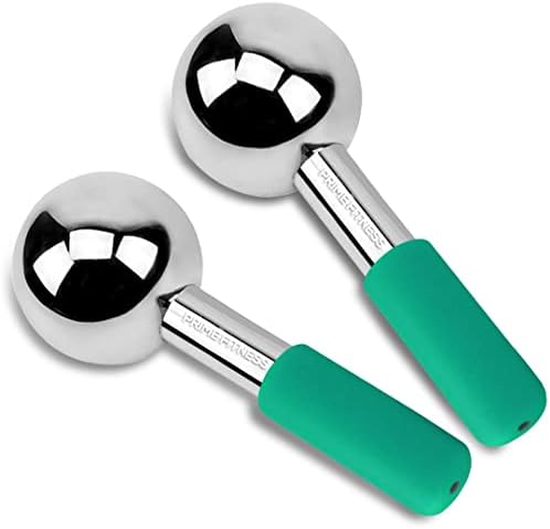 Ice Globes for Facials | Unbreakable Steel Cooling Roller | Cryo Sticks for Face | Massager for Face Neck & Eyes | Skin Care for Dark Circles, Puffiness, Wrinkles, Collagen Production (Green) by PRIME+Fitness