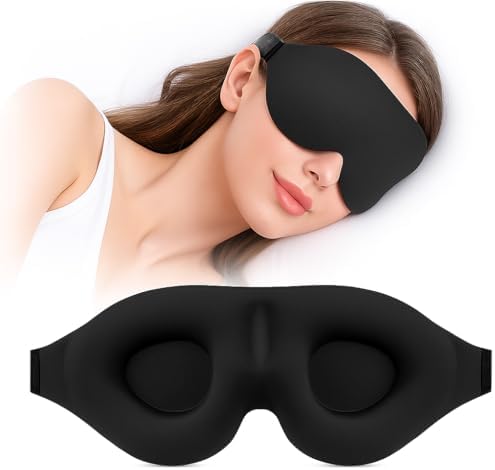 3D Comfortable Sleep Mask, Black, Ultra Soft Light Blocking Eye Cover for Men and Women, Eyelash Friendly Design by Unknown