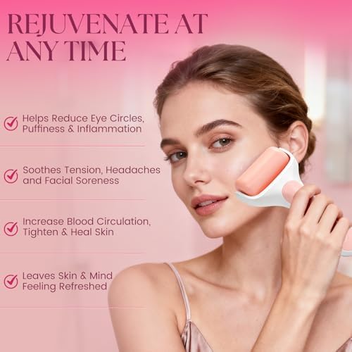 Ice Roller for Face, Premium Facial Ice Roller and 2X Rollers for Long Lasting Cold - Eye Roller for Puffy Eyes & Cold Massage for Migraines (Pink) - Image 3