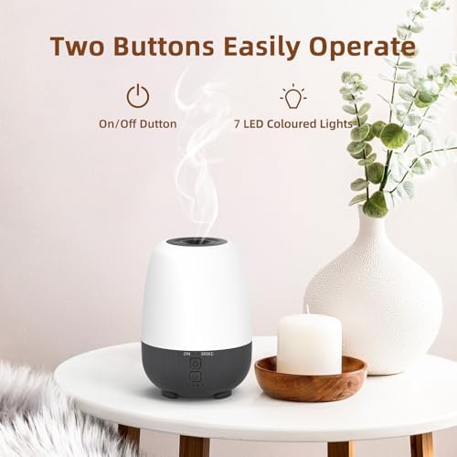 SEEDSEEL 150ML Rechargeable Battery Operated Essential Oil Diffuser, Portable Cordless Aromatherapy Diffuser,7-Hour Runtime with 7 LED Color Changing Lights - Image 5