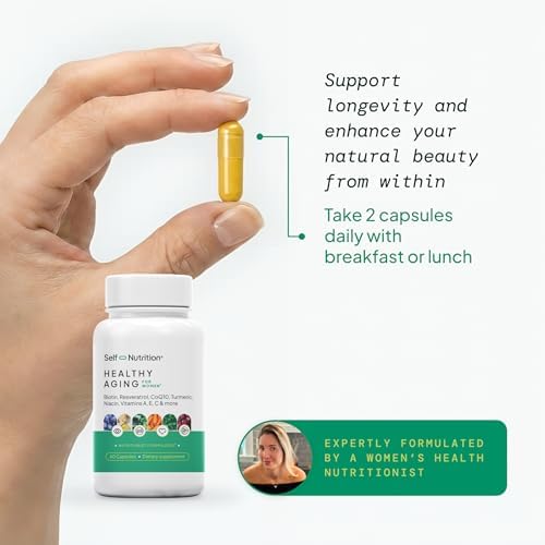 SELF NUTRITION NAD+ Resveratrol Supplement for Women – Healthy Aging Formula with CoQ10, Biotin, Turmeric & Vitamins A, C, E – Supports Energy, Skin & Longevity – 60 Capsules. Made in USA. - Image 4