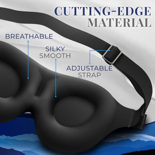 Sleep Mask [2 Pack] - Eye Mask for Sleeping - Patented, Contoured, 100% Blackout, Zero Pressure Sleeping Masks for Women and Men, Blindfold and Eye Covers - S2 Black - Image 6