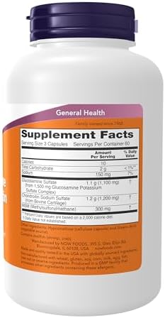 NOW Foods Supplements, Glucosamine & Chondroitin with MSM, Joint Health, Mobility and Comfort*, 180 Veg Capsules - Image 2