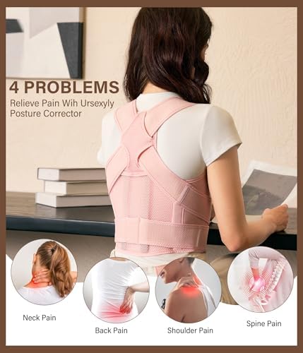 URSEXYLY Back Brace Posture Corrector for Women and Men, Breathable Shoulder Brace, Upper and Lower Back Pain Relief, Adjustable Full Back Support(Medium,Pink) - Image 6