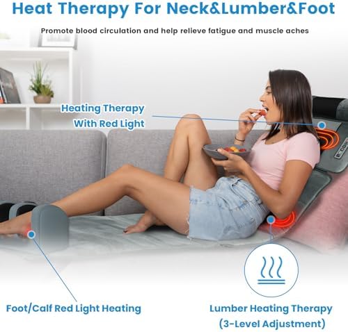 Moclever Full Body Massage Mat with Heat,Electric Massage Pad for Back, Neck,Foot Lumbar Support,3 Heated Levels 10 Vibrating Nodes W/Head Pillow,Cloth Lumbar Pillow,Timer Anti-Slip Bottom Earplugs - Image 6