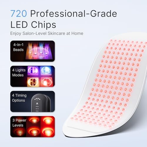 FDA Cleared Red Light Therapy for Face and Neck, 4 Modes LED Mask Light Therapy, Blue Infrared Red Light Therapy Mask for Face, PDT Photons Facial Skin Care Device - Image 3