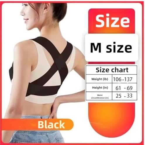 1Pcs Posture Corrector with Shaped Biomechanical Design Comfort Fit Back Brace Corrects Hunchback Adjustable Shoulder Straightener Full Size Mid Spine Support Neck Upper Pain Relief(Black) (Medium) - Image 3