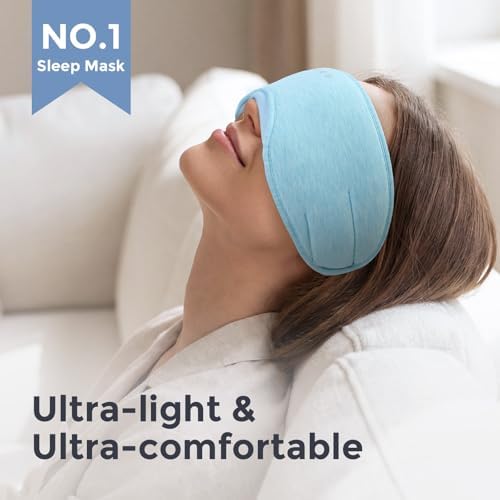 Sleep Headphones with Bluetooth 5.4 Sleep Mask, Bamboo Cotton Music Wireless Bluetooth Eye Mask for Sleeping, Earphones HD Speaker Microphone for Travel - Image 3