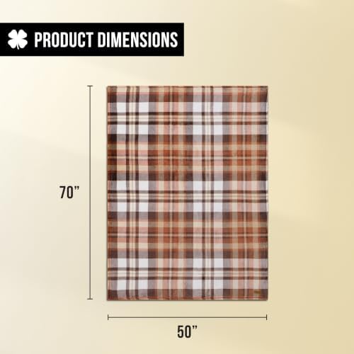 Lucky Brand Longshot Plaid Cocoa Spice Plush Throw Fondue Fudge 50 x 70 in - Image 2