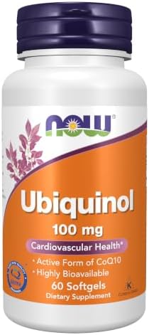 NOW Foods Supplements, Ubiquinol 100 mg, High Bioavailability (the Active Form of CoQ10), 60 Softgels by NOW