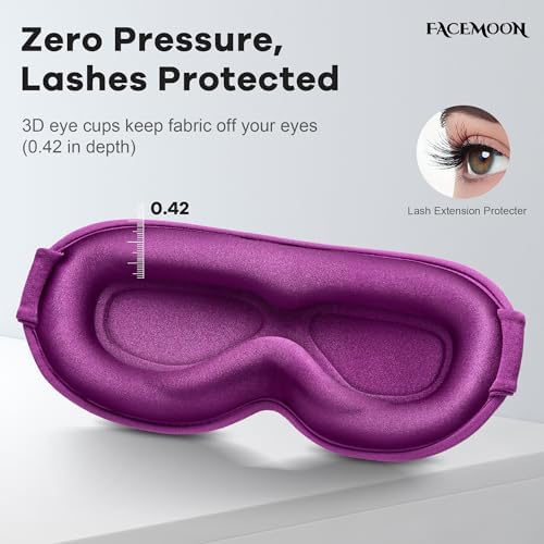 Weighted Eye Mask for Sleeping 2 Pack: Gentle Pressure Blackout Sleep Mask with 3D Contoured Cups, Zero Eye Pressure Sleep Mask for Lash Extensions, Memory Foam Travel Mask, Pink Purple - Image 5