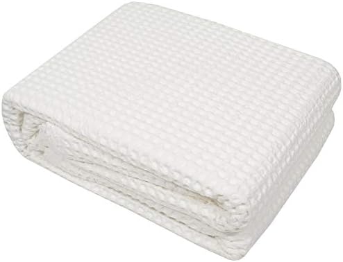 Sweet Home Collection 100% Fine Cotton Blanket Luxurious Weave Stylish Design Soft and Comfortable All Season Warmth, King, Waffle Weave Ivory (Pack of 1) - Image 2