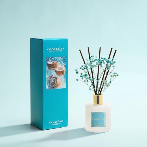 COCORRÍNA Reed Diffuser - Coconut Beach 6.7 fl oz Reed Diffuser with Sticks, Home Bedrrom Bathroom Shelf Decor - Image 2