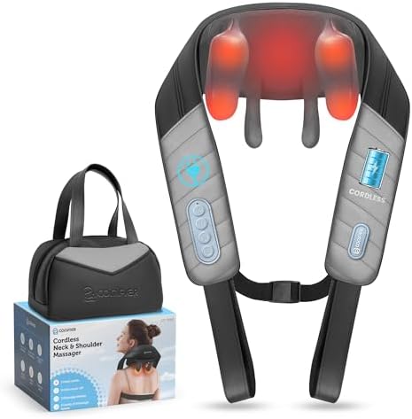 COMFIER Neck and Shoulder Massager with Heat, Cordless 4D Shiatsu Back and Neck Massager for Pain Relief, Hands-Free Massage Pillow with Carry Bag,Classic Gray by COMFIER