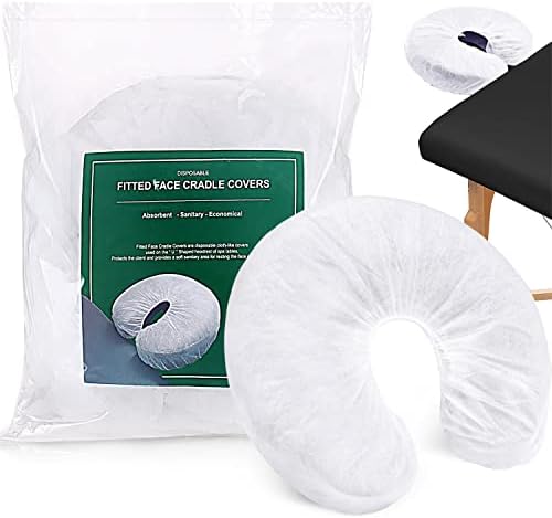 100PCS Disposable Fitted Face Cradle Covers, Soft Massage Face Covers by Noverlife