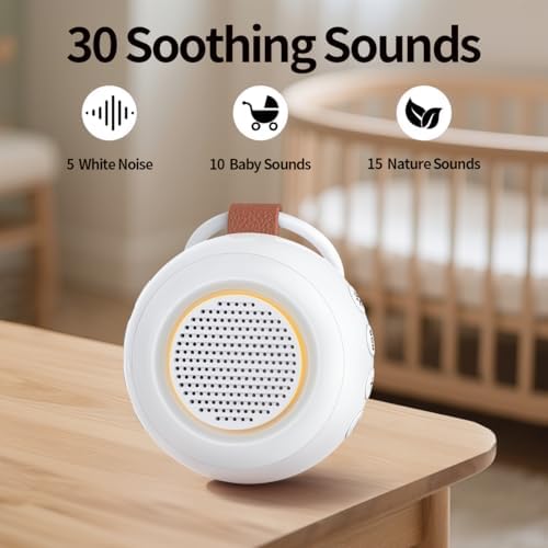 Sound Machine Noise Machine with 30 Soothing Sounds 12 Night Lights 4 Timers Memory Function 32 Level Volumes Rechargeable Battery for Sleeping Working Relaxing for Baby Adults Kids White - Image 2