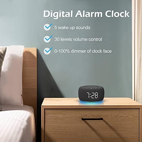 Buffbee Sound Machine & Alarm Clock 2-in-1, 0-100% Clock Face Brightness, Bottom Colored Light, Sleep Timer, Precise 30-Level Volume Control White Noise Machine - Image 6