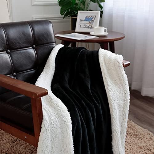 NANPIPER Fleece Blanket Sherpa Throw,Soft Fuzzy Blankets for Couch,Black 50"x60" - Image 3