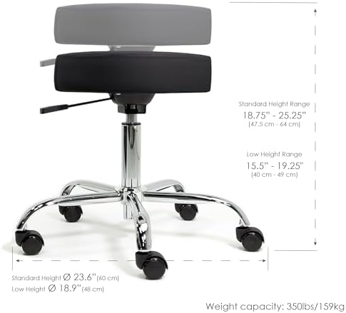 EARTHLITE Pneumatic Massage Salon Drafting Stool - No Leaking (vs. Hydraulic), Adjustable, Rolling, CFC-Free / Medical Spa Facial Chair - Image 2