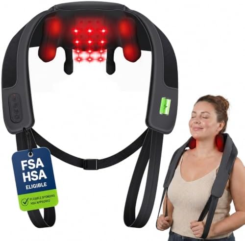 CooCoCo Red Light Neck Massager with Heat, 6D Shiatsu, 660nm & 850nm by CooCoCo