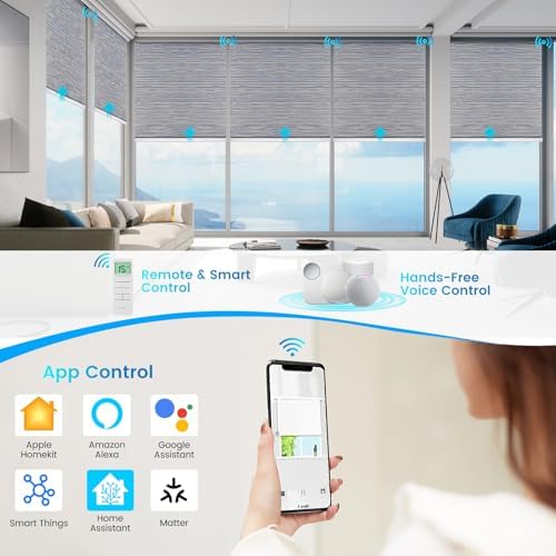 Motorized 100% Blackout Roller Shades – Custom Smart Blinds with Remote Control, Rechargeable Battery or Plug-in Motor, Tuya WiFi Optional, Home & Office Automatic Window Shades (Cement Gray/CH9429) - Image 2