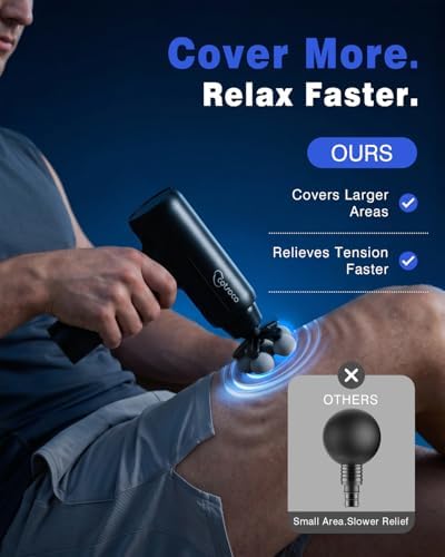 cotsoco Massage Gun Deep Tissue, Percussion Massage Gun with 10 Massage Heads & 20 Speeds, Muscle Massage Gun with Large 6-Ball Head, Portable Back Massager Gun with Carry Case, Gifts for him - Image 2
