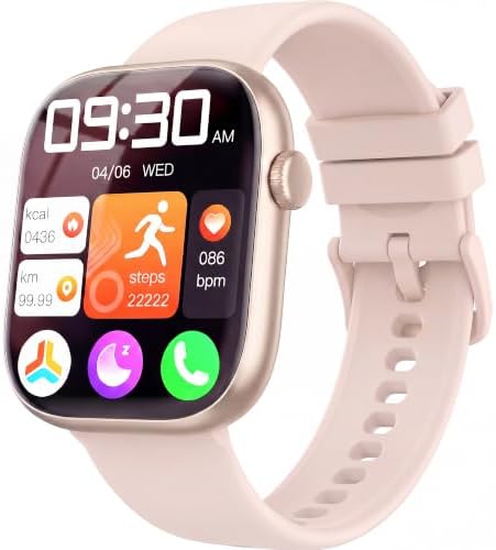 Smart Watch for Women Men, Fitness and Sleep Trackers with 1.83" HD Touchscreen, Bluetooth Calling Smartwatch for Android/iOS, IP67 Waterproof Multi-Sport Modes Pedometer, Blush Pink by KIPTUMTEK
