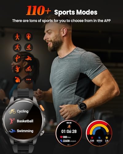 Military Smartwatch for Men 1000mAh Fitness Tracker Rugged Men Watch 2Bands - Image 6