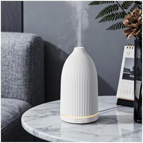 SALKING Essential Oil Diffuser, 100ml Aromatherapy Diffusers with Adjustable Mist Mode Timer Setting, Ultrasonic Diffusers for Essential Oils, 8 LED Colors, for Office Home (White) by SALKING